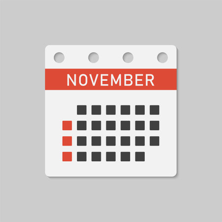 Vector template icon page calendar, month Novemberのイラスト素材