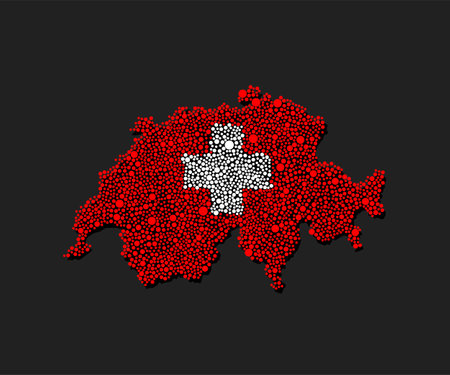 Silhouette map Switzerland, flag made color dotsのイラスト素材