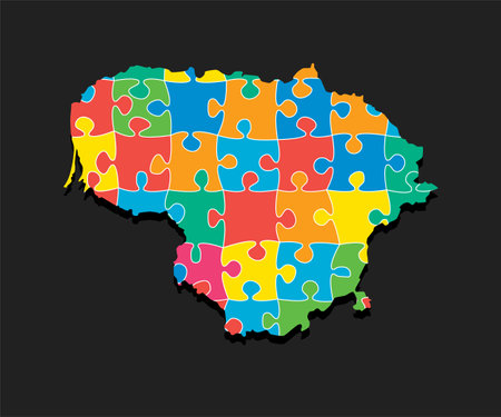 Creative map Lithuania from color puzzle, jigsawのイラスト素材