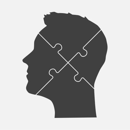 Male head made from puzzle piecesのイラスト素材