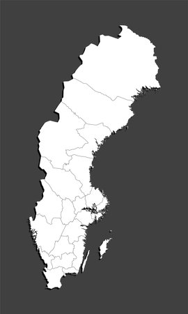 Vector map country Sweden divided on regionsのイラスト素材