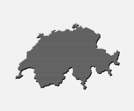 Abstract map Switzerland, parallel grey linesのイラスト素材
