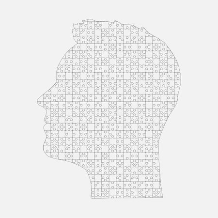 Male head made from puzzle pieces, mind jigsawのイラスト素材