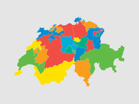 Vector map country Switzerland divided on regionsのイラスト素材