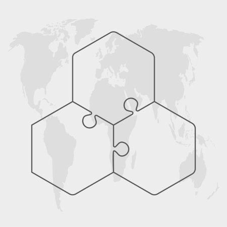Puzzle diagram infographic process on 3 partsのイラスト素材