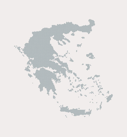 Digital vector map Greece made from dots, points isolated on background. Creative dotted template Europe country for pattern, design, illustration, backdrop. Concept silhouette map state Greeceのイラスト素材