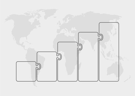 Vector puzzle diagram infographic process on 5 parts, options or processes. Template time line for...