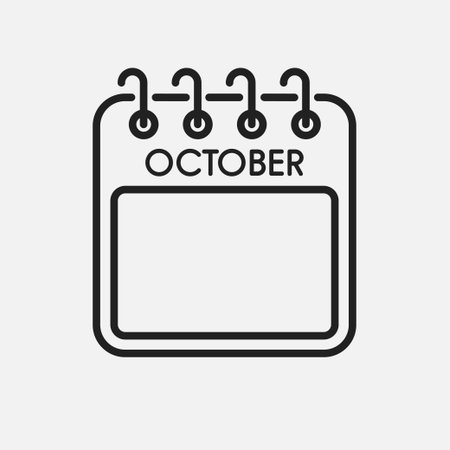 Icon square page calendar month - October. Empty space for your text. Vector simple pictogram reminder calendar for date, to-do list. Template for anniversary, reminder, schedule, planningのイラスト素材