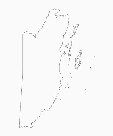 Detailed vector map of Belize - border, frontier, boundary country - isolated on background. Template Caribbean outline country for pattern, report, infographic, backdrop. Silhouette of map Belizeのイラスト素材