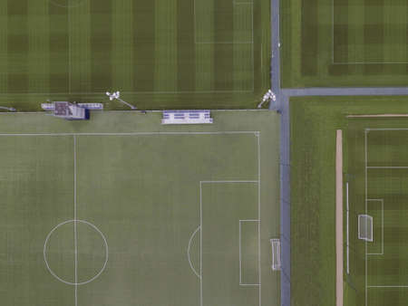 Aerial Drone Shot of a famous football pitch and training groundsの写真素材