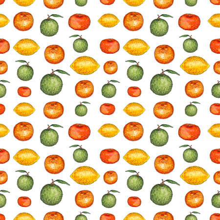 Watercolor Fresh Colorful Citrus Seamless Repeat Patternの写真素材