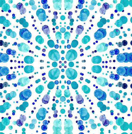 Watercolor Bright Turquoise and Lilac Circles Seamless Geometric Pattern