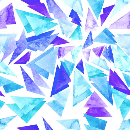 Seamless Repeat Pattern With Watercolor Light Blue Trianglesの写真素材