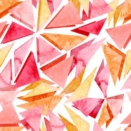 Watercolor Bright Pink and Yellow Fragments Geometric Seamless Patternの写真素材