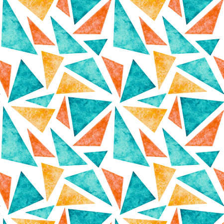 Watercolor Light Blue And Yellow Triangles Seamless Pattern