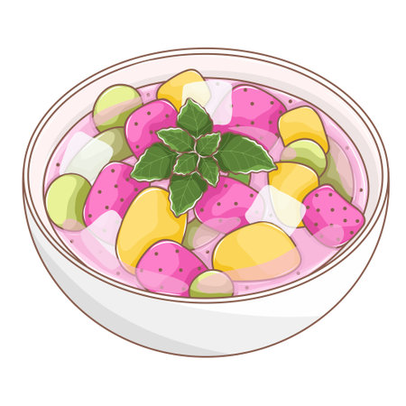 Red Dragon Fruit Ice Soup Indonesian Traditional Foodのイラスト素材