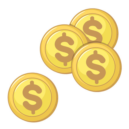 Coin Dollar Money Clipart in Gold Color Vector Illustrationのイラスト素材