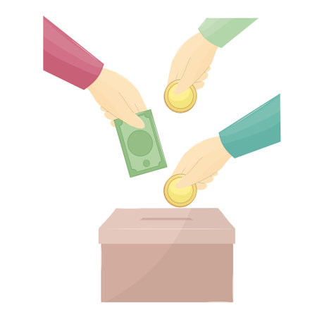 Infaq Box Islamic Alms With Coin and Paper Money Vector Illustrationのイラスト素材