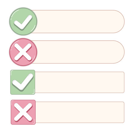 Right and Wrong Label and Banner. Green Tick and Red Cross Symbol Collection Set Vector Illustrationのイラスト素材