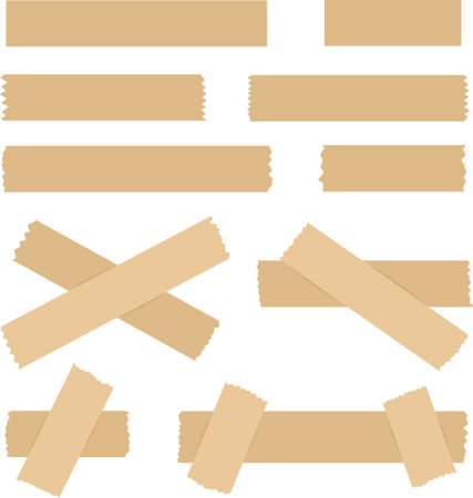 Set of Brown Adhesive Tape Vector Illustrationのイラスト素材