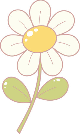 Daisy Flower. Simple and Cute Style.のイラスト素材
