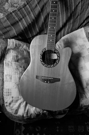 Guitar in black and whiteの写真素材