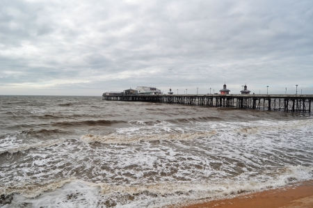 Stormy seas in Blackpool UKのeditorial素材
