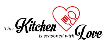 Wall decal to decorate home and kitchen. Sticker concept for kitchen with slogan. Vector silhouettes.のイラスト素材