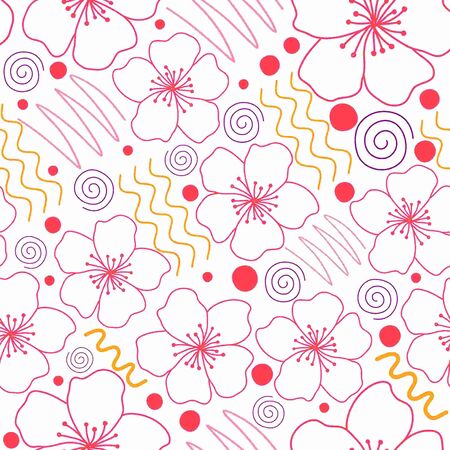 Organic nature vector seamless pattern.  Illustration of hand drawn natural background. Perfect for cotton, textile, web, texture, wrap paper and more.のイラスト素材