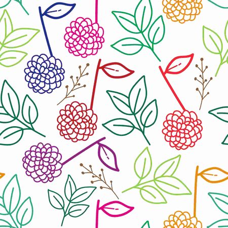 Vector hand drawn seamless background of gardening or farm. Different doodle elements set for garden...