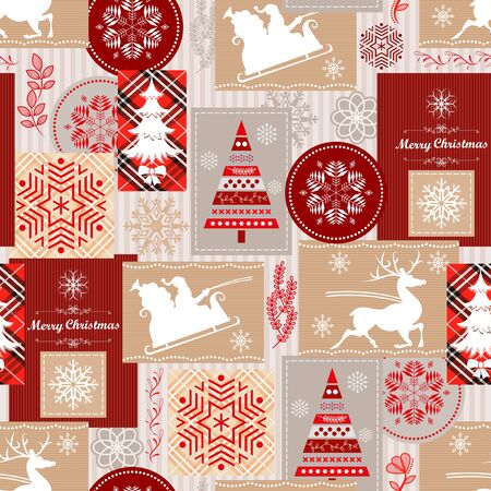 Seamless background with Christmas decoration. Winter holiday pattern. Snow and winter icons.のイラスト素材