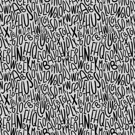 Letters and alphabets. Seamless vector background. Vectors letters pattern on denim background. Illustration for print or fabric texture.のイラスト素材