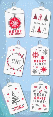 Winter season greeting cards. Merry Christmas. Christmas theme tags or labels. Vector illustrationのイラスト素材
