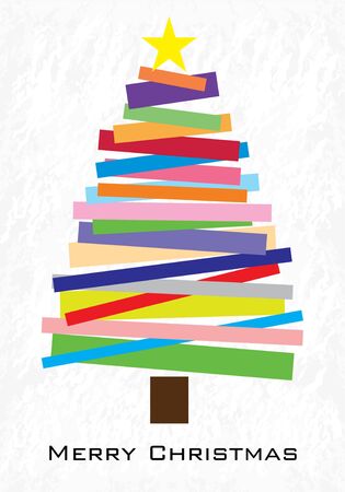 Merry Christmas card.  Vector illustration. Christmas tree on winter background.のイラスト素材