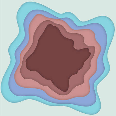 Paper cut 3D relief colorful background with shadows. Abstract elevation map. Vector illustration designs inspired by origami, quilling and 3D paper cut contemporary trends.のイラスト素材