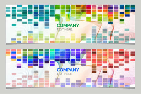 Abstract corporate business banner, web template, horizontal advertising banner, layout template, flat design, geometric waves cover, header backgroundのイラスト素材