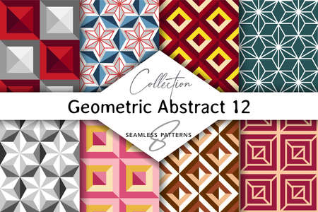 Seamless set of abstract patterns. Patterns for stationery, package design, background, wallpaper, textile, web texture. Scrap booking paper.のイラスト素材