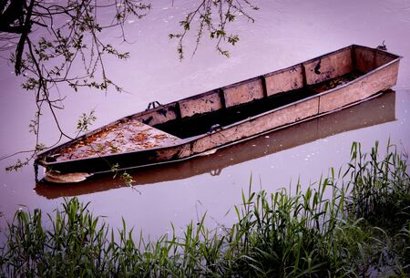 a boat on the riverの写真素材
