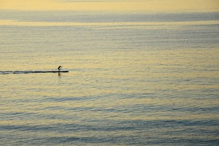 Man sailing on the seaの写真素材