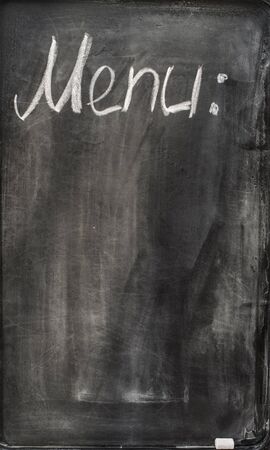inscription in chalk on a blackboard menu close-upの写真素材
