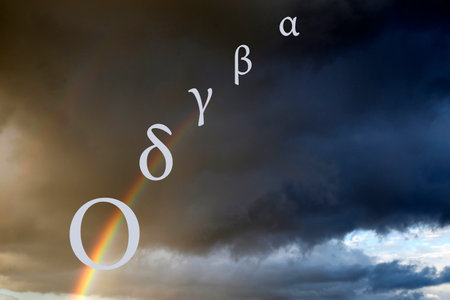 Illustration of the  virus mutations Alpha, Beta, Gamma, Delta and Omicron