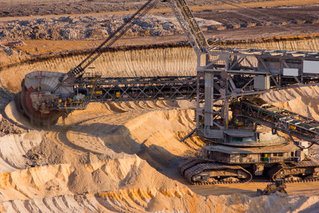 Bucket wheel excavator in a lignite or brown-coal quarry, Germany