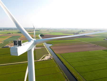 Windturbine in windpark, Flevoland, Holland
