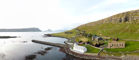 The beautiful scenery of the Faroe islands at Kirkjubour