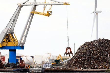 Recycling scrap metals at an industrial plantの写真素材