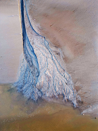 Aerial view of the tidal mudflats in the Eemsdelta, Holland