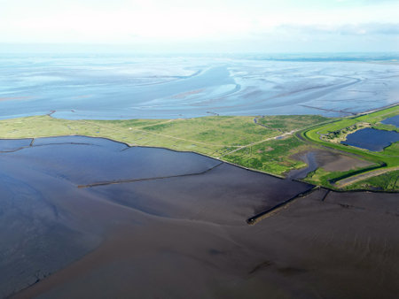 View of the tidal mudflats at the point of Reide in the Eemsdelta, Holland