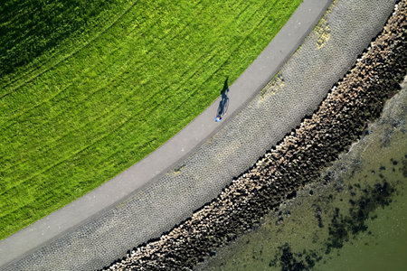 Top-down view of coastal protection in the Netherlandsの写真素材