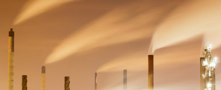 Petrochemical plant at night