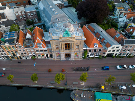 Aerial view of the historic city of Haarlemの写真素材